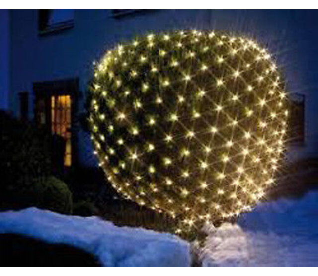 Buxus-Kugel LED-Weihnachtsbeleuchtung 100 LEDs warmweiß, 2,5 m Länge, IP44 wasserfest, 24V Niedervolt, energiesparend, für Garten, Terrasse und Dekoration