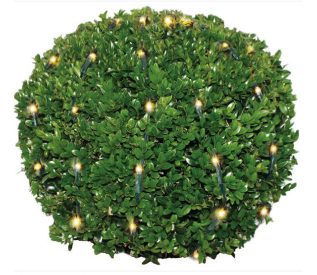 Buxus-Kugel LED-Weihnachtsbeleuchtung mit 100 warmweißen LEDs, 2,5 m Länge, IP44 wasserfest, 24V Niedervolt, energiesparend, ideal für Garten, Terrasse und Dekoration