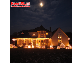 LED Eiszapfen Lichterkette 9,5m 477 LED Warmweiß – transparente Kabel – Luksus