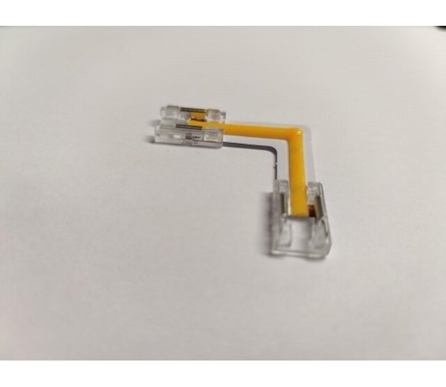 90° Transparenter Eckverbinder für 3000K warmweiße COB LED Streifen – IP20, geeignet für 90-Grad-Installation in Innenräumen