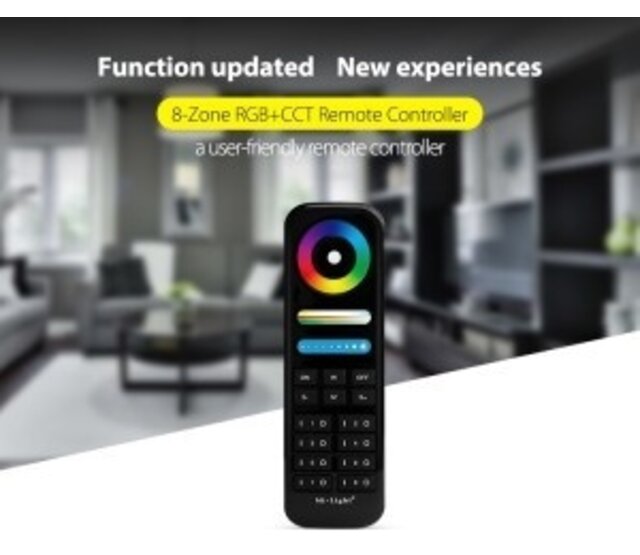 Schwarze LED-Streifen-Fernbedienung + Schwarze Wandhalterung für alle LED-Typen – 8 Zonen – FUT089-B – Ideal für RGB-LED-Beleuchtung, kompatibel mit 24V/12V Systemen, präzise Steuerung, robustes Design Schwarze LED-Streifen-Fernbedienung + Schwarze Wandhalterung für alle LED-Typen – 8 Zonen – FUT089-B – Ideal für RGB-LED-Beleuchtung, kompatibel mit 24V/12V Systemen, präzise Steuerung, robustes Design