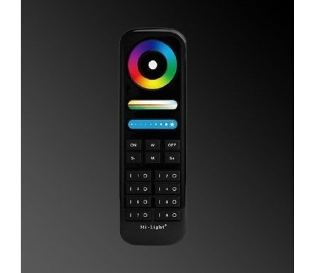 Schwarze LED-Streifen-Fernbedienung + Schwarze Wandhalterung für alle LED-Typen – 8 Zonen – FUT089-B – Ideal für RGB-LED-Beleuchtung, kompatibel mit 24V/12V Systemen, präzise Steuerung, robustes Design Schwarze LED-Streifen-Fernbedienung + Schwarze Wandhalterung für alle LED-Typen – 8 Zonen – FUT089-B – Ideal für RGB-LED-Beleuchtung, kompatibel mit 24V/12V Systemen, präzise Steuerung, robustes Design