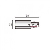 3-Phasen LED-Schienenadapter Weiß Links