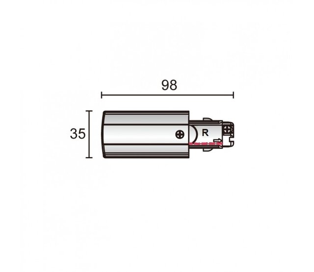 3-Phasen LED-Schienenadapter Weiß Links