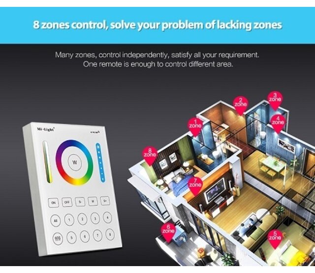 8-Zonen LED-Wandpaneel mit All-in-One-Fernbedienung – Steuerung für LED-Streifen, RGB & RGBW, 8 unabhängige Zonen, B8-Modell, inkl. deutscher Anleitung & CE-Zertifizierung 8-Zonen LED-Wandpaneel mit All-in-One-Fernbedienung – Steuerung für LED-Streifen, RGB & RGBW, 8 unabhängige Zonen, B8-Modell, inkl. deutscher Anleitung & CE-Zertifizierung