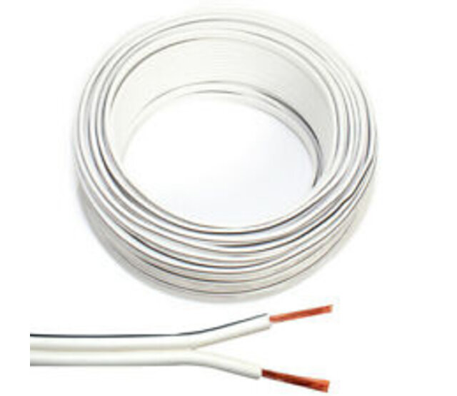 LED Streifen Anschlusskabel 2-polig, YZWL 2×0,75mm² - 50 Meter Rolle - Weiß | Hochwertige Verbindungskabel für LED-Beleuchtung | 2-adrig, 0,75mm² Querschnitt, ideal für Innen- und Außenbereich