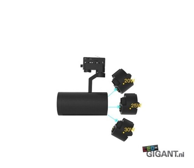 3-Phasen LED-Trackspot Madrid, schwarz, Railspot – 230V, dimmbar, 36W, 3000K, 2700lm, IP20, für professionelle Beleuchtung in Innenräumen, kompatibel mit Schienensystemen