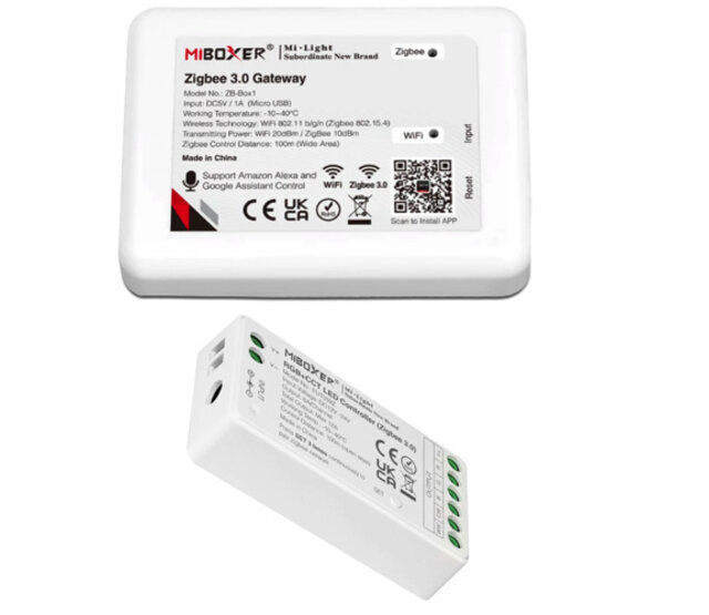 Zigbee 3.0 LED-Controller FUT035Z für LED-Streifen + Drahtlose Gateway ZB-Box3 – Smart Home Steuerung, dimmbar, kompatibel mit Alexa, Google Home & Apple HomeKit, 24V DC, max. 144W, RGB & Weiß Zigbee 3.0 LED-Controller FUT035Z für LED-Streifen + Drahtlose Gateway ZB-Box3 – Smart Home Steuerung, dimmbar, kompatibel mit Alexa, Google Home & Apple HomeKit, 24V DC, max. 144W, RGB & Weiß