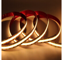 COB LED Streifen 5 mm warmweiß 3000K – 24 V, 5 W/m, 850 lm/m, CRI 90, 384 LED/m, IP20, 5 m Rolle