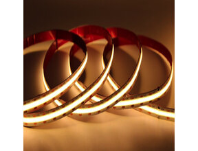 COB LED Streifen 5 mm warmweiß 3000K – 24 V, 5 W/m, 850 lm/m, CRI 90, 384 LED/m, IP20, 5 m Rolle