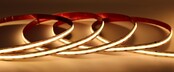 COB LED Streifen 5 mm warmweiß 3000K – 24 V, 5 W/m, 850 lm/m, CRI 90, 384 LED/m, IP20, 5 m Rolle
