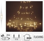 Lichtregen - LED Lichtervorhang 10 x 3 m, 300 warmweiße LEDs, Silberdraht, IP44, Innen- & Außenbereich, Blitzfunktion, wetterfest