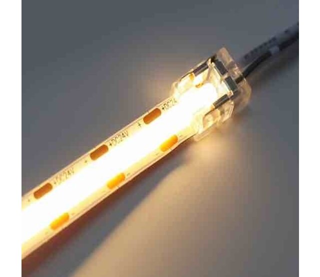 COB LED Streifen Stecker einseitig - lötfrei - Klick-Steckverbinder - 5 mm COB - IP20 - für LED-Beleuchtung - einfache Montage - zuverlässige Verbindung COB LED Streifen Stecker einseitig - lötfrei - Klick-Steckverbinder - 5 mm COB - IP20 - für LED-Beleuchtung - einfache Montage - zuverlässige Verbindung