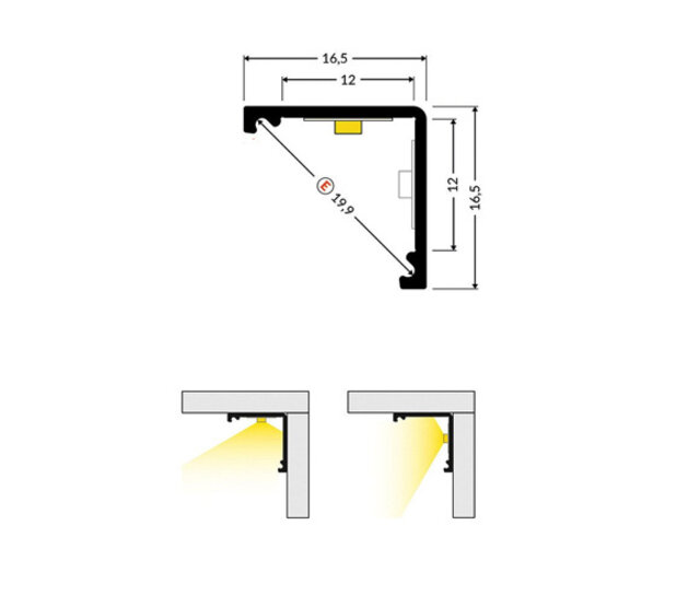 Schwarzes LED-Aluminium-Hohlkammerprofil 2 Meter mit Opal-Diffusor 16,5 mm x 16,5 mm für LED-Streifen – C12SCHWARZ DUO, ideal für indirekte Beleuchtung Schwarzes LED-Aluminium-Hohlkammerprofil 2 Meter mit Opal-Diffusor 16,5 mm x 16,5 mm für LED-Streifen – C12SCHWARZ DUO, ideal für indirekte Beleuchtung
