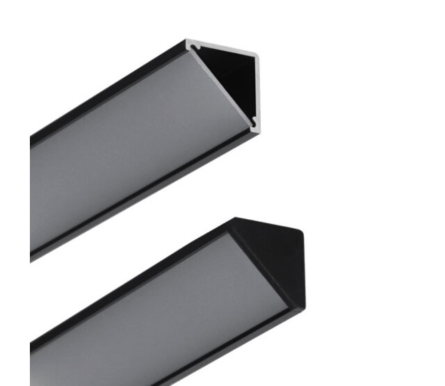 Schwarzes LED-Aluminium-Hohlkammerprofil 2 Meter mit Opal-Diffusor 16,5 mm x 16,5 mm für LED-Streifen – C12SCHWARZ DUO, ideal für indirekte Beleuchtung Schwarzes LED-Aluminium-Hohlkammerprofil 2 Meter mit Opal-Diffusor 16,5 mm x 16,5 mm für LED-Streifen – C12SCHWARZ DUO, ideal für indirekte Beleuchtung