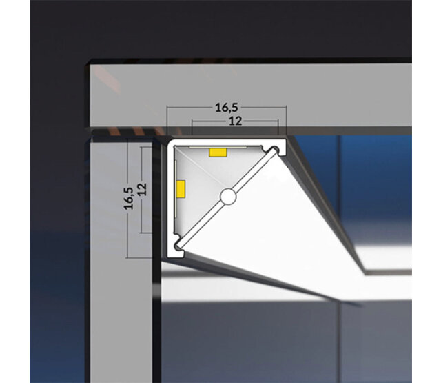 Schwarzes LED-Aluminium-Hohlkammerprofil 2 Meter mit Opal-Diffusor 16,5 mm x 16,5 mm für LED-Streifen – C12SCHWARZ DUO, ideal für indirekte Beleuchtung Schwarzes LED-Aluminium-Hohlkammerprofil 2 Meter mit Opal-Diffusor 16,5 mm x 16,5 mm für LED-Streifen – C12SCHWARZ DUO, ideal für indirekte Beleuchtung