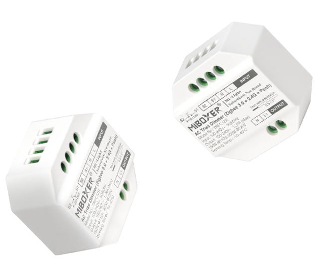 Drahtloser ZIGBEE LED-Dimmer für TRIAC-LED-Dimmer – Miboxer TR1-C1ZE – Steuerung von LED-Streifen & Leuchten, 230V, 150W max, kompatibel mit Smart-Home-Systemen, einfach zu installieren