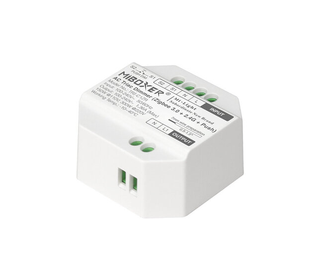 Drahtloser ZIGBEE LED-Dimmer für TRIAC-LED-Dimmer – Miboxer TR1-C1ZE – Steuerung von LED-Streifen & Leuchten, 230V, 150W max, kompatibel mit Smart-Home-Systemen, einfach zu installieren