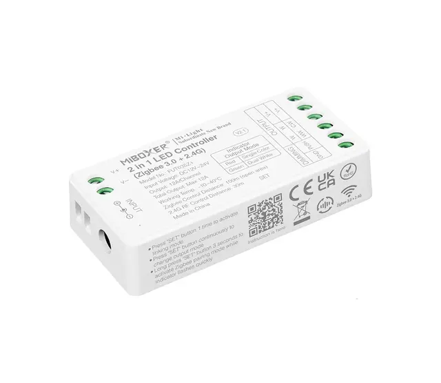 Zigbee + 2,4 GHz 2-in-1 LED-Controller FUT035Z+ für LED-Streifen, RGB & RGBW, 24V/12V, max. 144W, Smart-Home-fähig, App-Steuerung, kompatibel mit Alexa & Google Home Zigbee + 2,4 GHz 2-in-1 LED-Controller FUT035Z+ für LED-Streifen, RGB & RGBW, 24V/12V, max. 144W, Smart-Home-fähig, App-Steuerung, kompatibel mit Alexa & Google Home