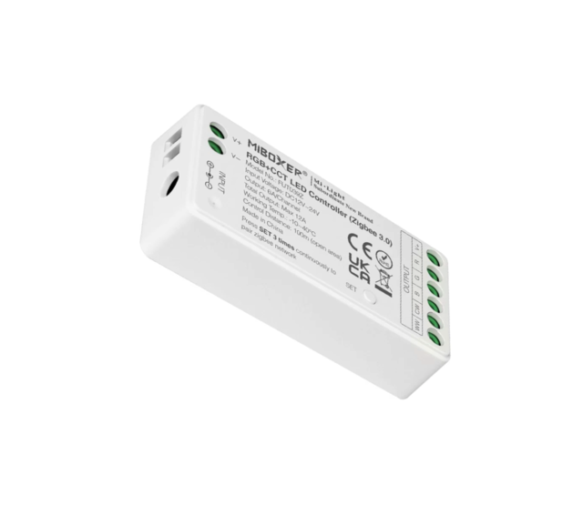 3-in-1 Zigbee + 2,4 GHz LED Controller für RGB/RGBW/RGBWW/RGBCCT LED Streifen 12-24V – FUT037Z+ | Smart Home Steuerung, dimmbar, kompatibel mit Alexa & Google Home