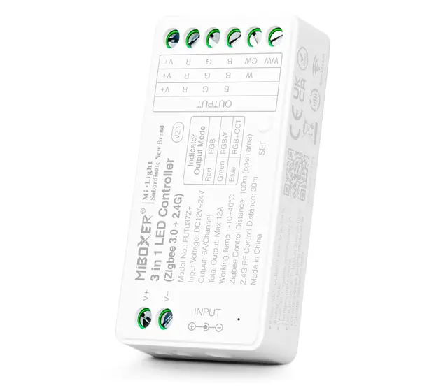 Zigbee LED Controller 3-in-1 für RGB/RGBW/RGBWW/RGBCCT LED Streifen 12-24-48V – FUT037ZP+ | Smart Home Steuerung, dimmbar, kompatibel mit Alexa & Google Home Zigbee LED Controller 3-in-1 für RGB/RGBW/RGBWW/RGBCCT LED Streifen 12-24-48V – FUT037ZP+ | Smart Home Steuerung, dimmbar, kompatibel mit Alexa & Google Home