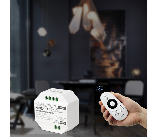 Draadloser AC TRIAC LED-Dimmer – Phasenabschnitt-Dimmer für LED-Streifen & Leuchten – Miboxer WL-SW1 – 230V, 1000W, App-Steuerung, kompatibel mit Smart Home Draadloser AC TRIAC LED-Dimmer – Phasenabschnitt-Dimmer für LED-Streifen & Leuchten – Miboxer WL-SW1 – 230V, 1000W, App-Steuerung, kompatibel mit Smart Home
