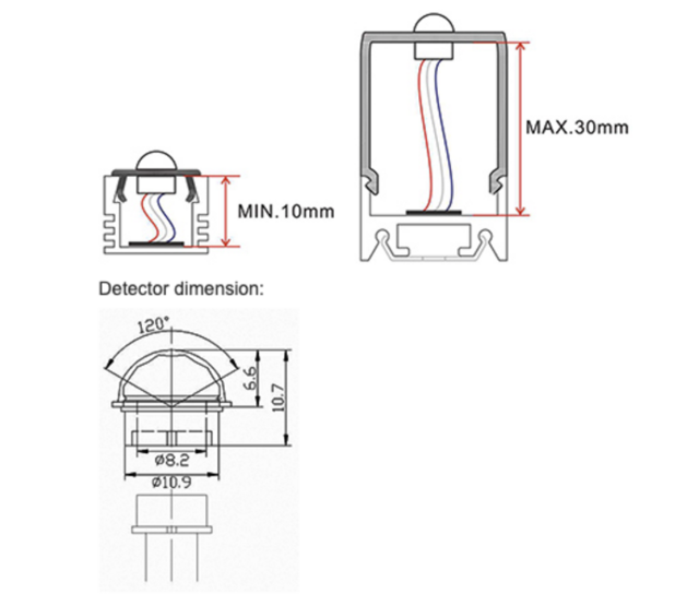 Einstellbarer LED-Dämmerungsschalter & PIR-Sensor – SLSS002 – 12-24V, max. 8A, 192W, für LED-Streifen, Innen- und Außenbereich, IP44