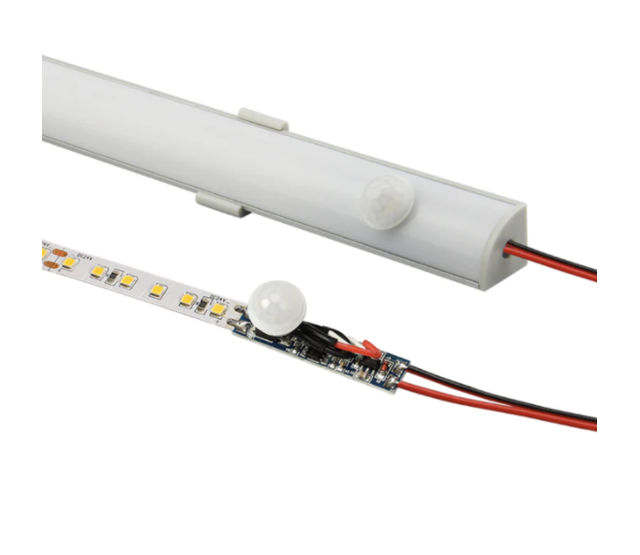 LED-Aluprofil mit PIR-Bewegungssensor, einstellbar – SPIR001 | 12-24V, 5-60°C, IP20 | Ideal für LED-Streifen, Decken- und Wandmontage | Präzise Beleuchtungssteuerung