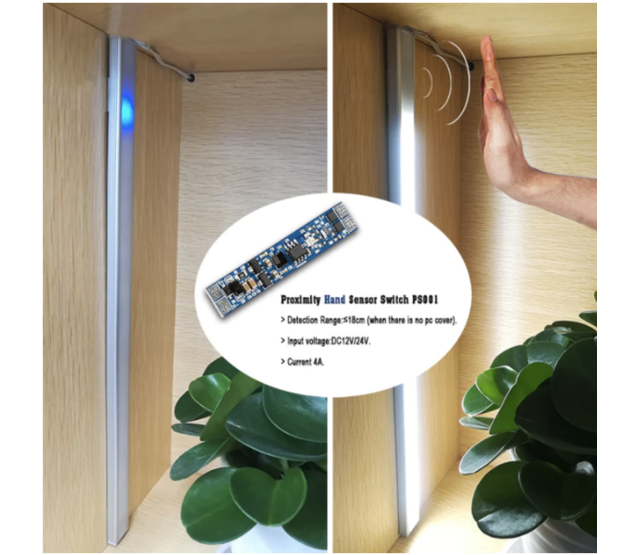 LED-Profil mit integriertem Näherungssensor Ein-/Ausschalter SPS001 – Präzise Steuerung für LED-Streifen, 12-24V DC, IP20, 2000mm Länge, ideal für moderne Beleuchtungslösungen