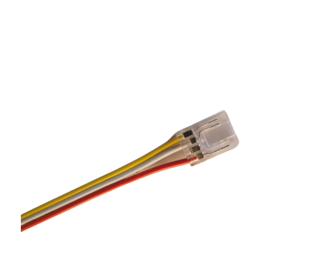 COB LED Streifen Verbinder Dual White – 2-seitig, lötfrei, Klick-Stecker, IP20, 12V/24V, 2-polig, 10mm Breite