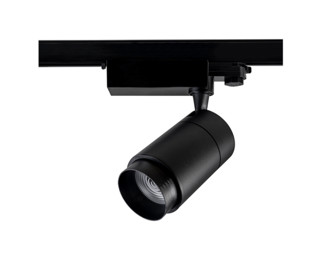 3-Phasen dimmbarer LED-Schienenstrahler 30W, 3000K Warmweiß, einstellbarer Abstrahlwinkel 15-60°, schwarz, für professionelle Beleuchtung