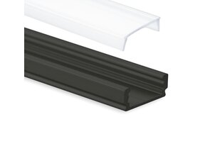 Schwarzes LED Alu-Profil mit Klick-Abdeckung 16,80x6,47mm – 01SCHWARZ