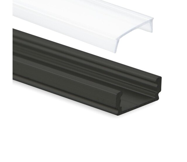 Schwarzes LED-Aluminiumprofil mit Klickabdeckung 16,80 mm x 6,47 mm für LED-Streifen – 01ZWART – Präzise Montage, optimale Lichtstreuung, hochwertige Verarbeitung Schwarzes LED-Aluminiumprofil mit Klickabdeckung 16,80 mm x 6,47 mm für LED-Streifen – 01ZWART – Präzise Montage, optimale Lichtstreuung, hochwertige Verarbeitung
