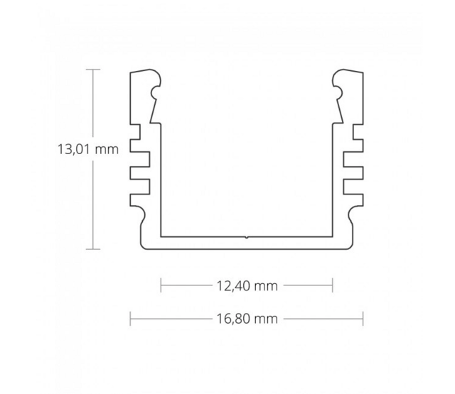 Schwarzes LED-Aluminiumprofil mit Diffusorabdeckung - 16,8mm x 13,01mm - für LED-Streifen - Präzisionsgehäuse in Industriequalität - 02ZWART
