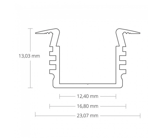 Aluminium LED-Einbauprofil mit Abdeckung, 16,80 mm x 13,47 mm, für LED-Streifen, 03ALU – Präzise Montage, Hochwertige Lichtführung, Ideal für Innenbeleuchtung Aluminium LED-Einbauprofil mit Abdeckung, 16,80 mm x 13,47 mm, für LED-Streifen, 03ALU – Präzise Montage, Hochwertige Lichtführung, Ideal für Innenbeleuchtung