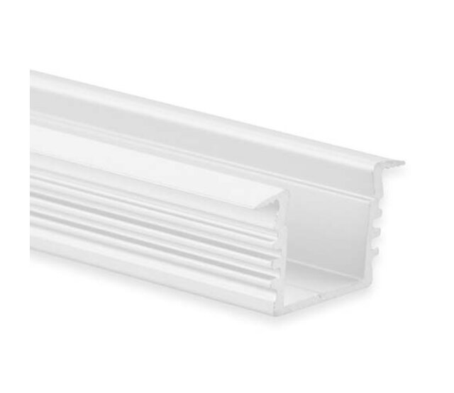 Wand- oder Decken-Einbauprofil für LED-Streifen, weiß, 16,80 mm x 13,47 mm, mit Abdeckung, 03WEISS – Präzise Aluminiumschiene für indirekte Beleuchtung, 16,8 mm Breite, 13,47 mm Höhe