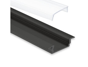Schwarzes LED Einbauprofil mit Abdeckung 16,8 mm x 5,91 mm – 08SCHWARZ