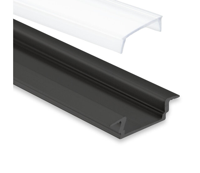 Schwarzes LED-Einbauprofil mit Abdeckung, 16,80 mm x 5,91 mm, für LED-Streifen, präzise Montage, hochwertiges Aluminium, 08ZWART, ideal für indirekte Beleuchtung, Dimmbarkeit, einfache Installation Schwarzes LED-Einbauprofil mit Abdeckung, 16,80 mm x 5,91 mm, für LED-Streifen, präzise Montage, hochwertiges Aluminium, 08ZWART, ideal für indirekte Beleuchtung, Dimmbarkeit, einfache Installation
