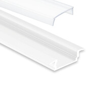 Wand- oder Decken-Einbauprofil für LED-Streifen, weiß, 16,80 mm x 5,91 mm, mit Abdeckung, 08WEISS – Präzise Aluminiumschiene für indirekte Beleuchtung, 1 m Länge, ideal für Wohn- und Gewerberäume