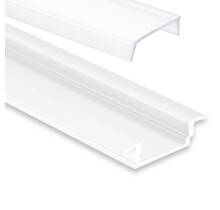Wand- oder Decken-Einbauprofil für LED-Streifen, weiß, 16,80 mm x 5,91 mm, mit Abdeckung, 08WEISS – Präzise Aluminiumschiene für indirekte Beleuchtung, 1 m Länge, ideal für Wohn- und Gewerberäume