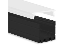 Schwarzes LED-Aufbauprofil 18,1 x 19,02 mm mit Abdeckung für LED-Streifen – Modell 18SCHWARZ