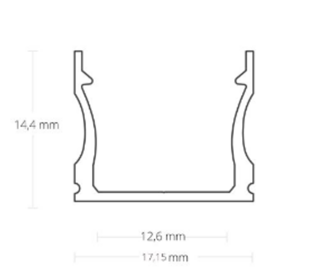 Schwarzes LED-Aluminiumprofil 17 mm x 15,2 mm mit opaler Abdeckung für LED-Streifen – 06SCHWARZ – Montagefreundlich, lichtstreuend, präzise Maße