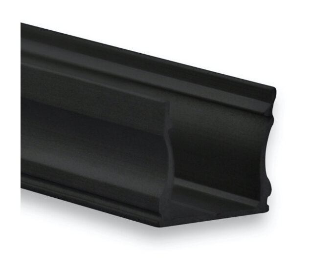 Schwarzes LED-Aluminiumprofil 17 mm x 15,2 mm mit opaler Abdeckung für LED-Streifen – 06SCHWARZ – Montagefreundlich, lichtstreuend, präzise Maße