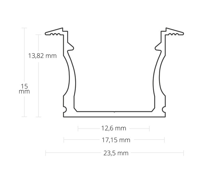 LED Einbauprofil mit Abdeckung 23,5x15mm - 07ALU LED Einbauprofil mit Abdeckung 23,5x15mm - 07ALU