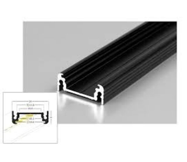 Schwarzes LED-Aluminiumprofil 28 mm x 9 mm mit Diffusorabdeckung für LED-Streifen – 09ZWART – Präzise Montage, optimale Lichtstreuung, hochwertige Verarbeitung, ideal für Innen- und Außenbeleuchtung. Schwarzes LED-Aluminiumprofil 28 mm x 9 mm mit Diffusorabdeckung für LED-Streifen – 09ZWART – Präzise Montage, optimale Lichtstreuung, hochwertige Verarbeitung, ideal für Innen- und Außenbeleuchtung.