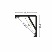 16,5 mm x 16,5 mm LED Streifen Aluminium Profil mit Abdeckung – C12ALU, perfekt für LED-Beleuchtung, inklusive Diffusor, für Innen- und Außenbereich, hochwertiges Aluminium, einfache Montage
