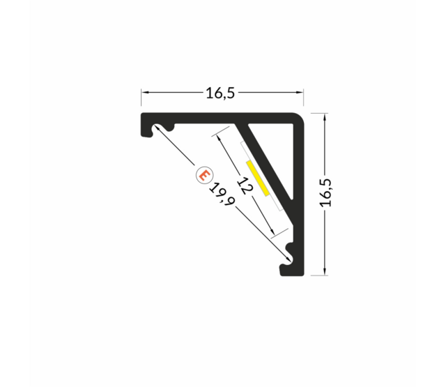 16,5 mm x 16,5 mm LED Streifen Aluminium Profil mit Abdeckung – C12ALU, perfekt für LED-Beleuchtung, inklusive Diffusor, für Innen- und Außenbereich, hochwertiges Aluminium, einfache Montage