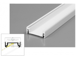 Weißes LED Alu-Profil mit Abdeckung 24x9mm für LED Streifen – 09WIT
