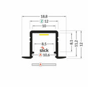 Schwarzes LED-Einbauprofil mit Klickabdeckung 18,80 mm x 12,00 mm für LED-Streifen – 03.1SCHWARZ – Präzise Aluminiumschiene für indirekte Beleuchtung Schwarzes LED-Einbauprofil mit Klickabdeckung 18,80 mm x 12,00 mm für LED-Streifen – 03.1SCHWARZ – Präzise Aluminiumschiene für indirekte Beleuchtung