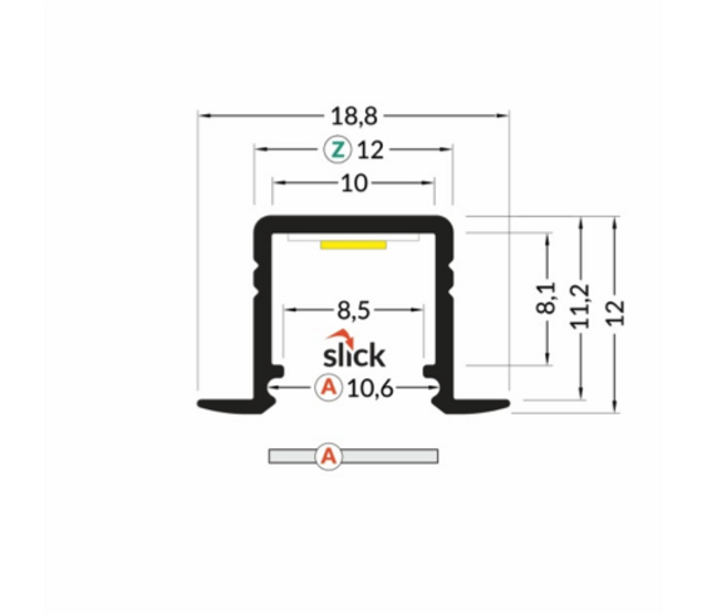 Schwarzes LED-Einbauprofil mit Klickabdeckung 18,80 mm x 12,00 mm für LED-Streifen – 03.1SCHWARZ – Präzise Aluminiumschiene für indirekte Beleuchtung Schwarzes LED-Einbauprofil mit Klickabdeckung 18,80 mm x 12,00 mm für LED-Streifen – 03.1SCHWARZ – Präzise Aluminiumschiene für indirekte Beleuchtung